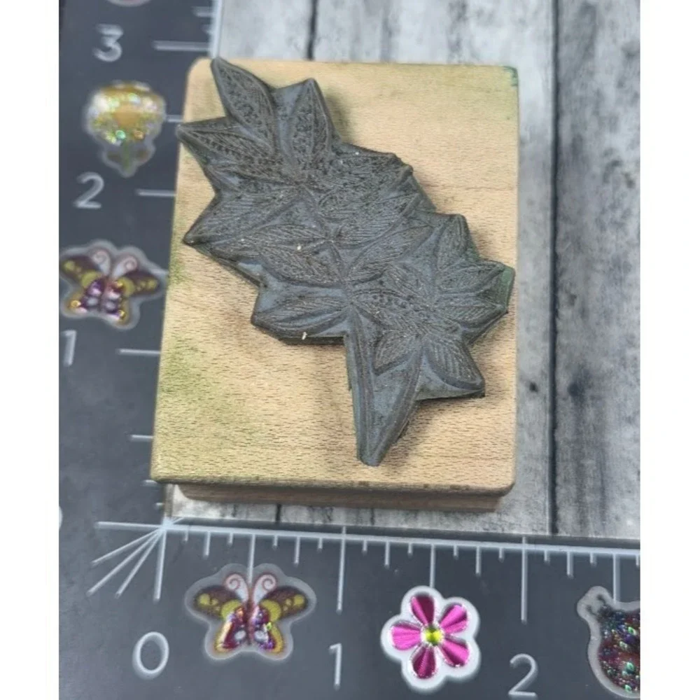 Magenta Leafy Branch Fern Plant Botanical Rubber Stamp Wood #F65